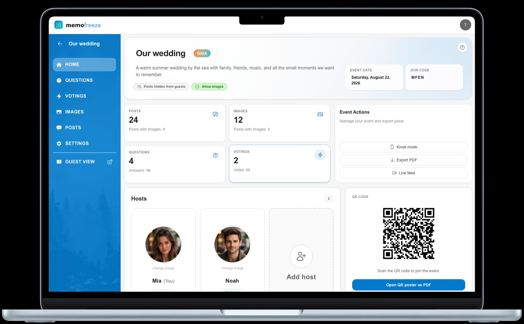 Memofreeze admin dashboard