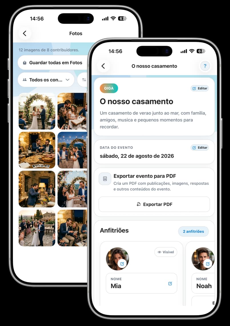 Pré-visualização da app Memofreeze num smartphone